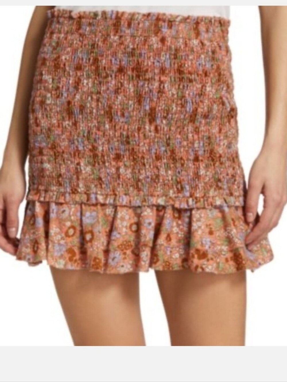 Veronica Beard Melodie Floral Smocked Skirt